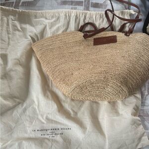 Tan Woven Straw Bag